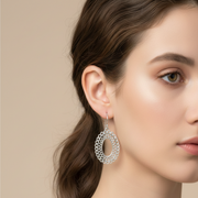 Intricate Handcrafted Designed 925 Sterling Silver Dangling Hook Earrings for Women